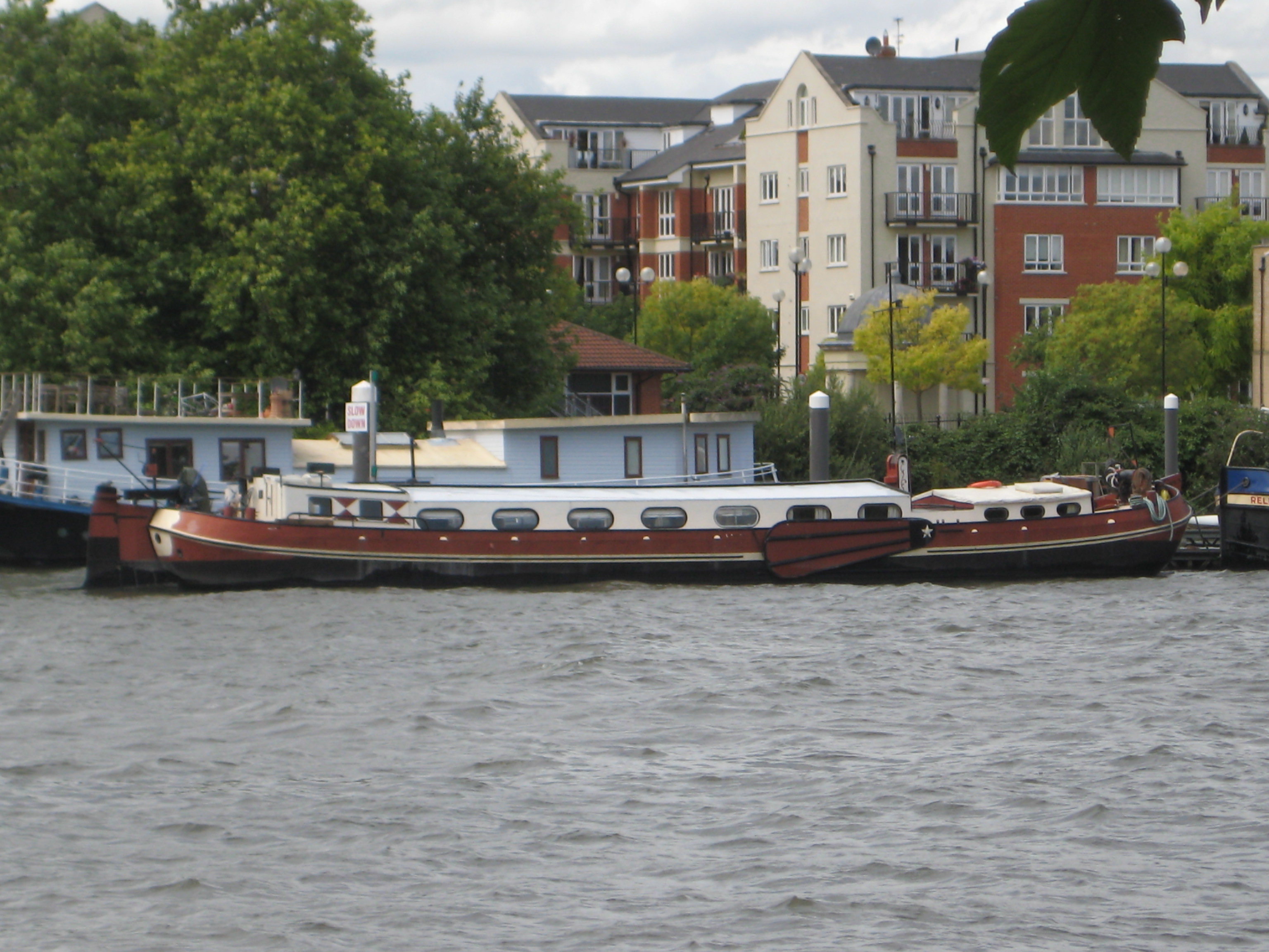 Libra moored on the Thames at Chiswick.