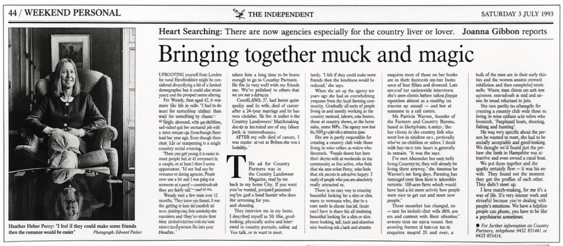 The Independent, 3 July 1993: profile of Heather Heber Percy.